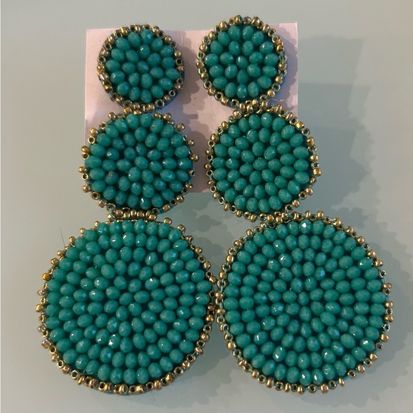 Elegant glass handmade triple dangle earrings - Picture 6 of 9